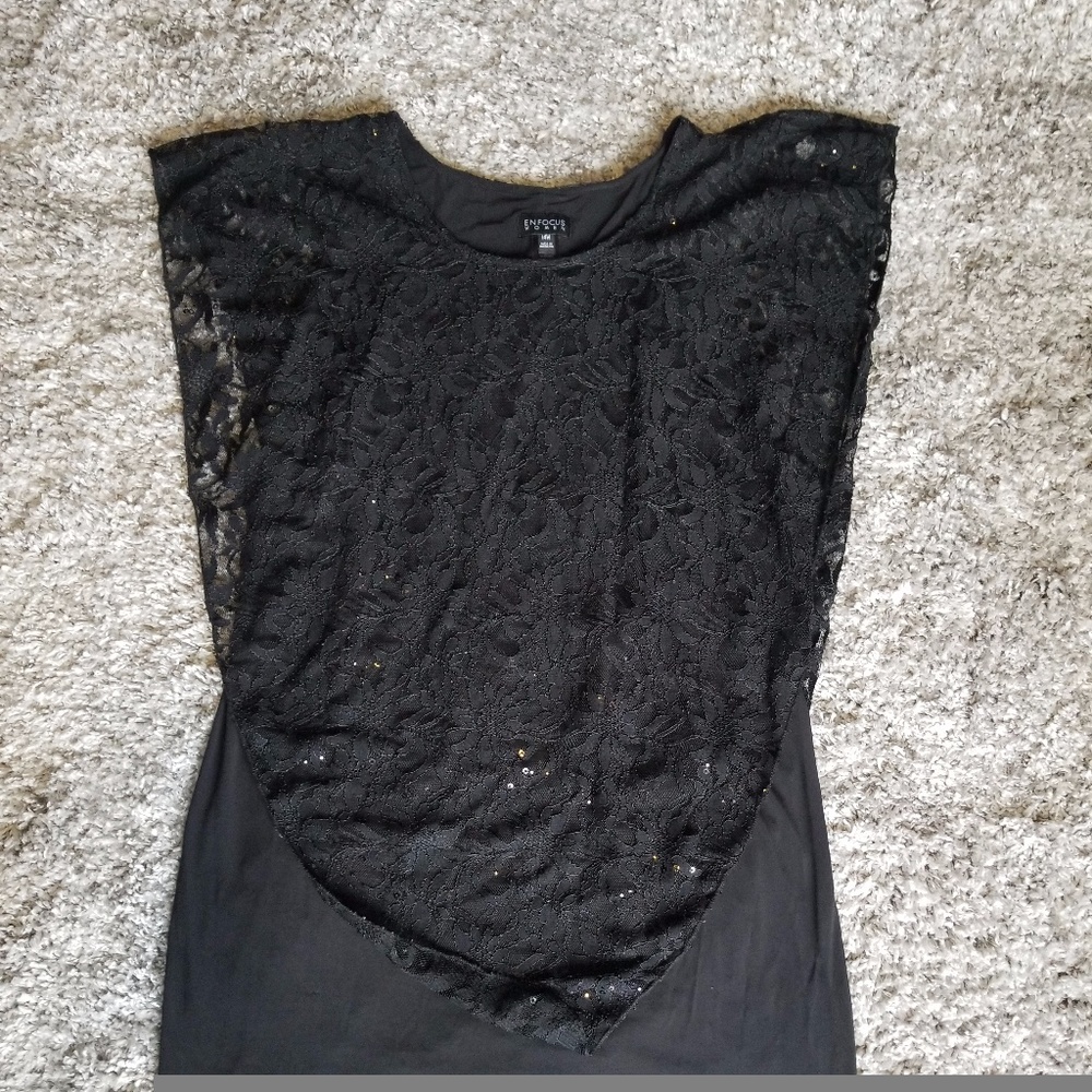 Caped Black sequin dress
